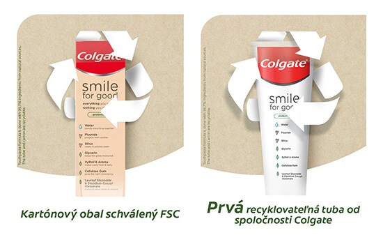 Prvá recyklovateľná tuba od spoločnosti Colgate - Kartónový obal schválený FSC Prvá recyklovateľná tuba od spoločnosti Colgate - Kartónový obal schválený FSC